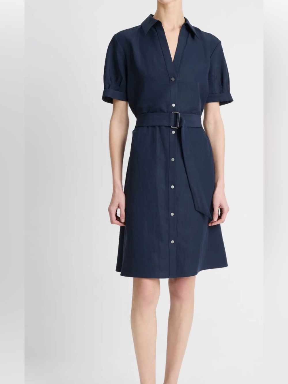 Belted Navy Shirt Dress